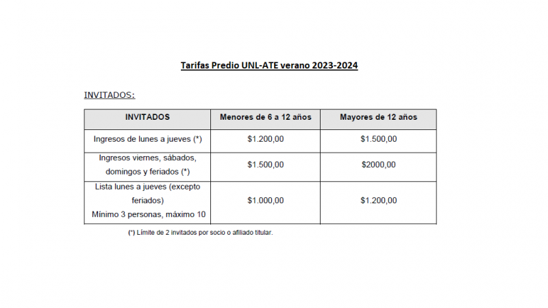 TARIFAS INVITADOS VERANO 2023-2024